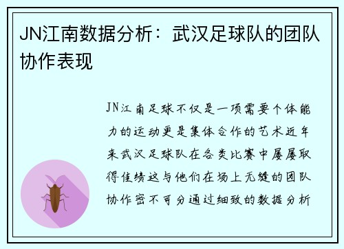 JN江南数据分析：武汉足球队的团队协作表现